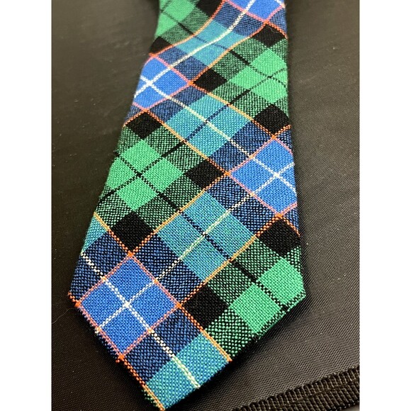 Vintage 70s Scottish 100% Wool Tie Ancient Tartan Mitchell Clan Plaid Necktie - Picture 6 of 6